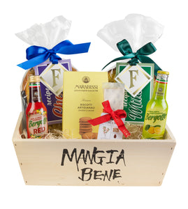 Holiday Sips and Treats Mangia Bene Wooden Basket